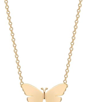Gold Dainty Initial Necklace 18K Gold Plated Butterfly Pendant Name Necklaces Delicate Everyday Necklace for Women Minimalist Personalized Jewelry